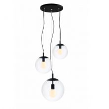 Alur 2 lampa wisząca czarny/transparent 3x 25W E27